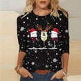 thumbnail image 1 of ZRGHAOYLQ Cute Christmas Wine Glasses Graphic Shirts Womens Christmas 3/4 Sleeve Tops and Blouses 2025 Comfy Crewneck Plus Size Pullover TShirts, 1 of 4