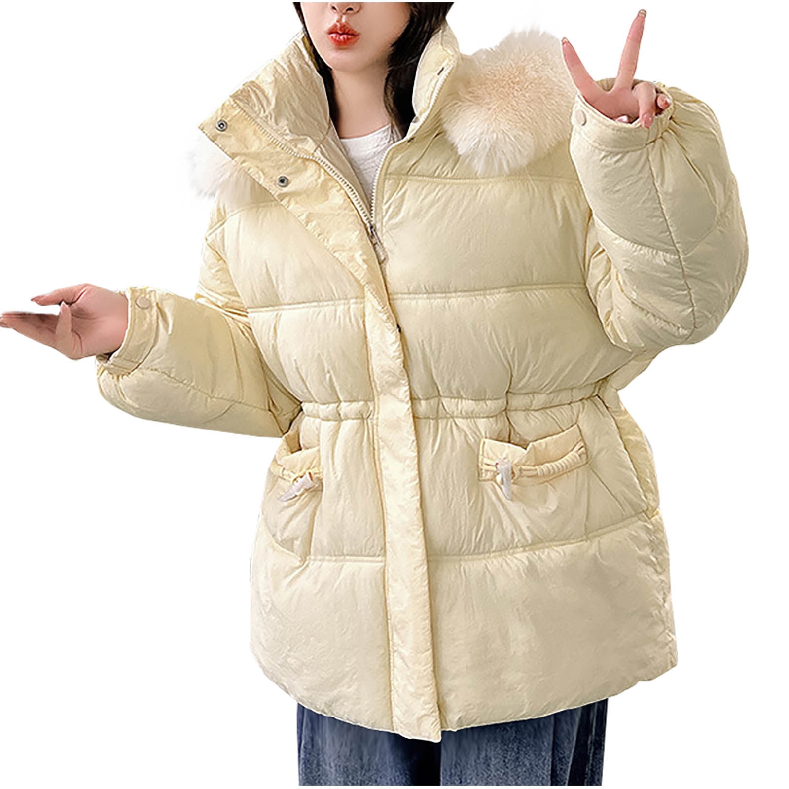 Solid Color Down Coats Casual Warm New Female Big Pockets High Quality Solid Color Full Sleeve Coats main image 0