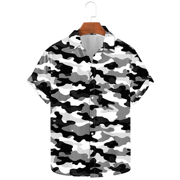 ZRGHAOYLQ Fashion Short Sleeve T-shirt for Men Camouflage Graphic Tee Casual Loose Lapel T Shirts Big and Tall Cool Streetwear Tops