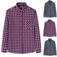thumbnail image 1 of ZRGHAOYLQ Flannel Cotton Shirts for Men Long Sleeve Clearance Open Front Plaid Shirts Jacket Business Casual Button Down Shirt Tops Lightweight Trendy Tshirts, 1 of 4