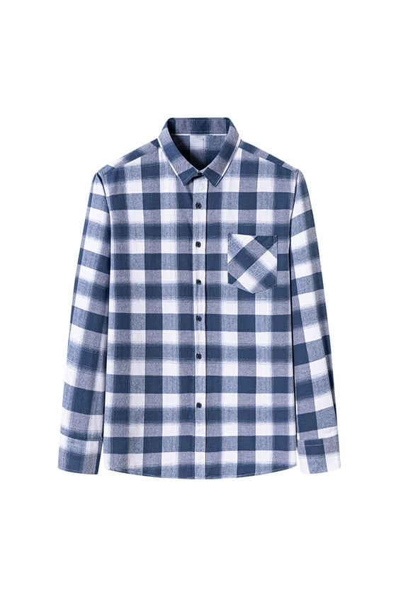 Flannel Shirt for Men Long Sleeve Men's Casual Button-Down Shirt Casual Cotton Blend Soft Plaid Jackets Regular Fit with Pockets