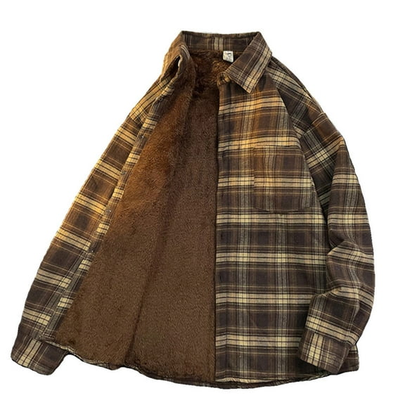 ZRGHAOYLQ Flannel Shirts for Men Big and Tall Plaid Outerwear Fall Button Down Shirt Jacket Classic Fit Long Sleeve Casual Jacket