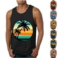 thumbnail image 1 of ZRGHAOYLQ Hawaiian Palm Tree Print Tank Tops for Men Summer Sleeveless Workout Tank Top Big and Tall Beach Vacation Shirts Casual Crewneck Tees Limited Time Deal, 1 of 5