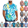 thumbnail image 1 of ZRGHAOYLQ Hawaiian Shirt Mens Trendy Palm Leaf Graphic Tee Plus Size Lapel Short Sleeve Button Down Shirts Big and Tall Tropical Casual Shirts, 1 of 6