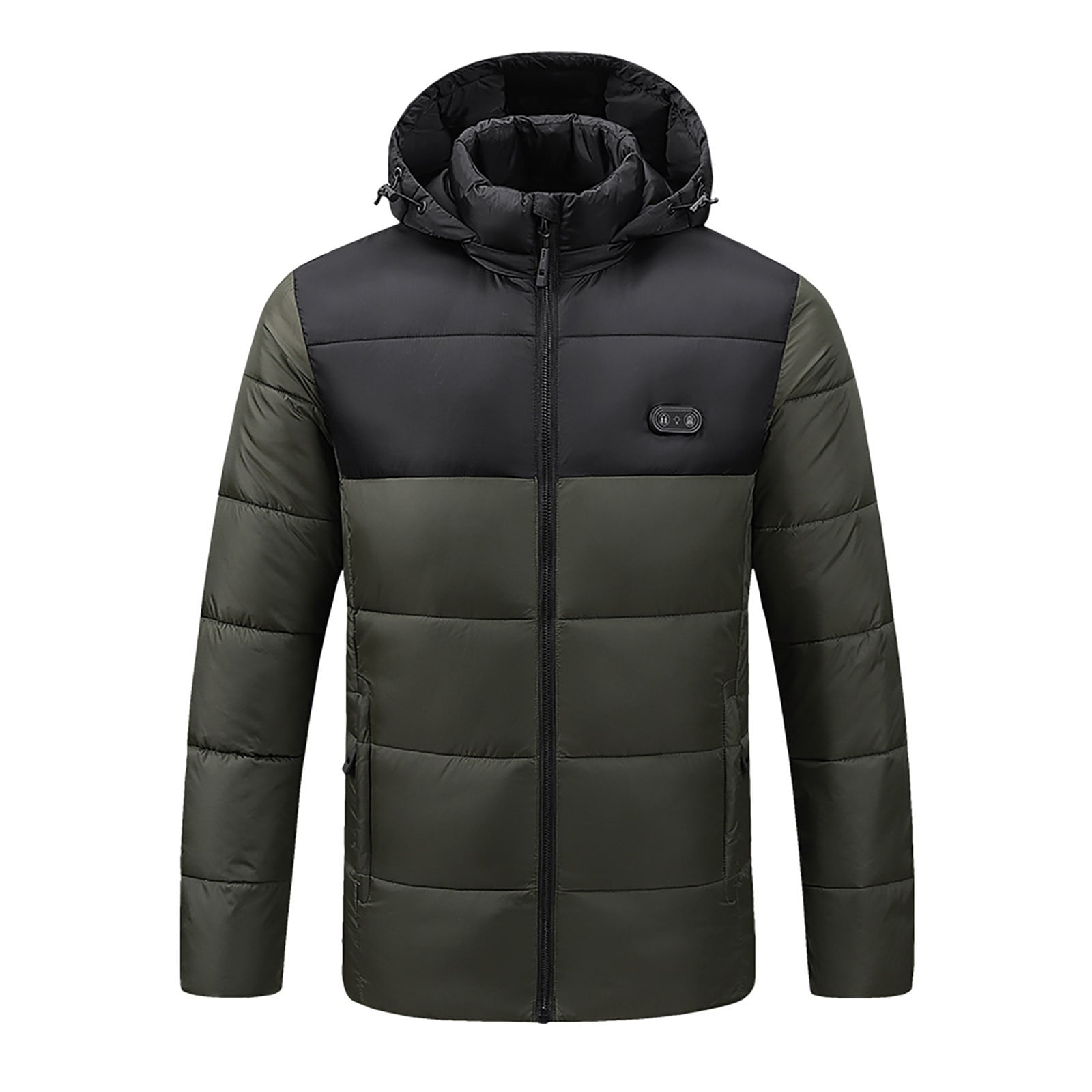 ZRGHAOYLQ Heated Jackets Unisex Windproof Outdoor Hiking Outerwear 15 Heating Area Electric Heated Jacket Skiing Thermal Hooded Heated Clothing Solid Color Full Zip Winter Coats with Hood