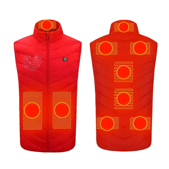 ZRGHAOYLQ Heated Vest for Men and Women USB Charging Vest Heating Outdoor Electric Heated Jacket Coat with 9 Heating Zones Trendy Love Heart Print Thermal Heated Coat with 3 Heating Levels