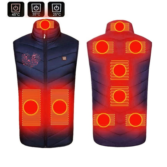 ZRGHAOYLQ Heated Vest for Men and Women USB Charging Vest Heating Outdoor Electric Heated Jacket Coat with 9 Heating Zones Trendy Love Heart Print Thermal Heated Coat with 3 Heating Levels