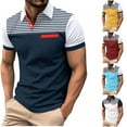 thumbnail image 1 of ZRGHAOYLQ Henley Business Casual Shirts for Men Plus Size Short Sleeve Button Up Shirt Slim Fit Striped Graphic Muscle Tshirts Big and Tall Collared Pullover with Chest Pockets, 1 of 9