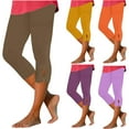 thumbnail image 1 of ZRGHAOYLQ High Rise Capris Leggings for Women Elastic Waist Yoga Leggings Stretchy Solid Gym Pants Lightweight Knee Length Pedal Pushers, 1 of 6