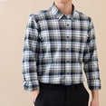 thumbnail image 1 of ZRGHAOYLQ Lightweight Cotton Plaid Button Down Shirts Plus Size Mens Big and Tall Shirt Regular Fit Business Casual Tops with Pockets Black XL, 1 of 5