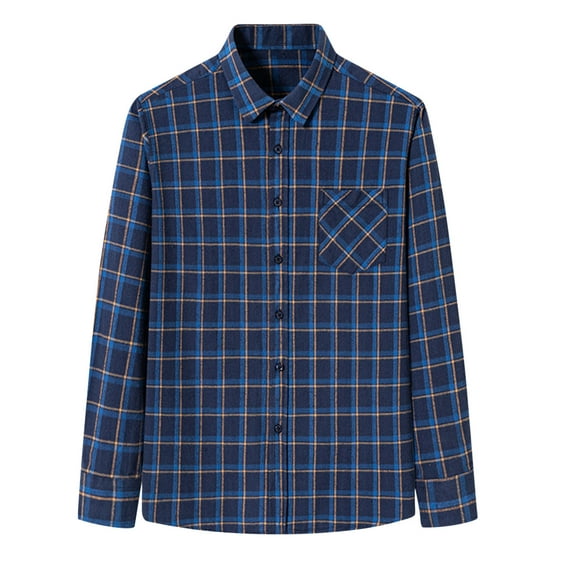 ZRGHAOYLQ Long Sleeve Plaid Flannel Shirts Loose Turndown Collar Buttons Shirt Jacket Big and Tall Trendy Shirts Tops with Pockets Plus Size Cotton TShirts