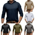 thumbnail image 1 of ZRGHAOYLQ Long Sleeve T Shirts for Men with Hood Lightweight Soft Cotton T-Shirt Fall Casual Hooded Tops Active Moisture Wicking Undershirt Dark Blue XL, 1 of 8