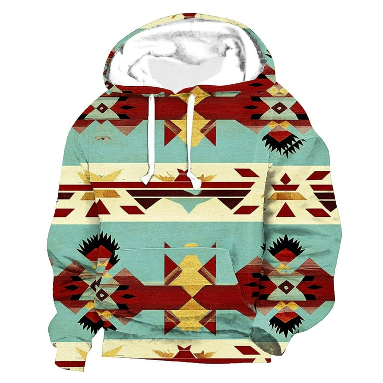 ZRGHAOYLQ Men Aztec Tribal Pullover Hoodie Western Ethnic Print