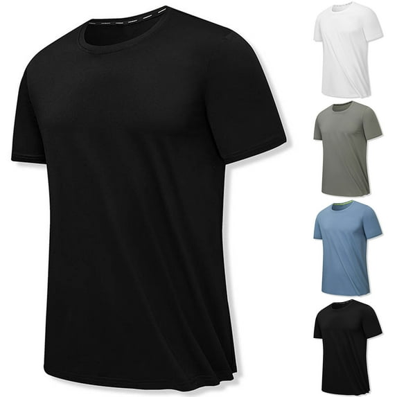 ZRGHAOYLQ Men Quick Dry Moisture Wicking Mens Gym Shirts Athletic T-Shirts Big and Tall Color Block Shirt Short Sleeve Crewneck Pullover Outer Sport Fitness Shirts Tops