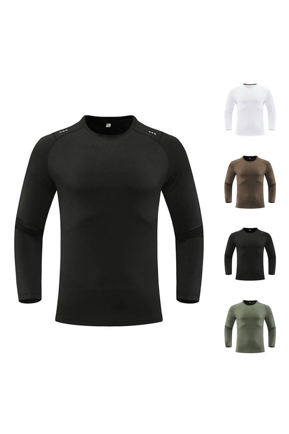 Men Quick Dry Moisture Wicking Mens Gym Shirts Athletic T-Shirts Big and Tall Solid Color Shirt Long Sleeve Crewneck Pullover Outer Sport Fitness Shirts Tops Brown XXL