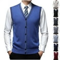 thumbnail image 1 of ZRGHAOYLQ Men's Button Down Sweater Vest Dressy Casual V Neck Cardigan Sweaters Lightweight Sleeveless Knitted Vests for Work Office, 1 of 8
