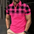 thumbnail image 1 of ZRGHAOYLQ Men's Henley Shirts Short Sleeve Casual 3 Button T Shirts Lightweight V Neck Button Up Tshirt Trendy Pink Plaid Graphic Tees Tops, 1 of 5