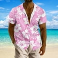 thumbnail image 1 of ZRGHAOYLQ Men's Luau Party Hawaiian Shirt Short Sleeve Button Down Shirts Boho Tropical Floral Printing Top Summer Beach Vacation Tops Resort Wear, 1 of 5