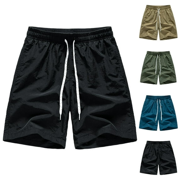 ZRGHAOYLQ Men's Nylon Workout Shorts Athletic Gym Shorts Plus Size Athletic Pant Drawstring Waist Casual Loose Quick Dry Running Shorts