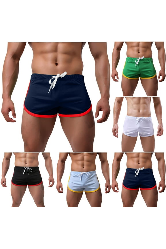 Men's Swim Trunk Swimwear Quick Dry Bathing Suit Board Short Boxer Brief with Drawstring Clearance Sale Today Solid Color Cotton Boxers