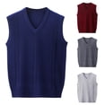 thumbnail image 1 of ZRGHAOYLQ Men's Textured Knit Sweater Vests Lightweight Sleeveless Pullover Sweaters Casual V Neck Jumper Tops Versatile Style Vest, 1 of 8