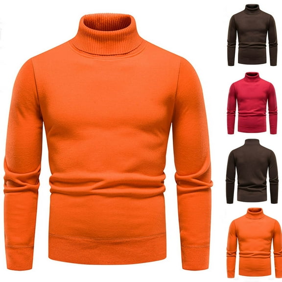 ZRGHAOYLQ Men's Turtleneck Sweaters Big and Tall Long Sleeve Shirts Stretchy Slim Fit Pullover Fall Winter Casual Basic Shirt Comfy Soft Sweater Tops