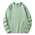 thumbnail image 1 of ZRGHAOYLQ Mens Big and Tall Cotton T-shirts Oversized Solid Drop Shoulder Tees Long Sleeve Loose Fit Casual Sweatshirts Men's Crew Neck Streetwear Top Green 4XL, 1 of 7