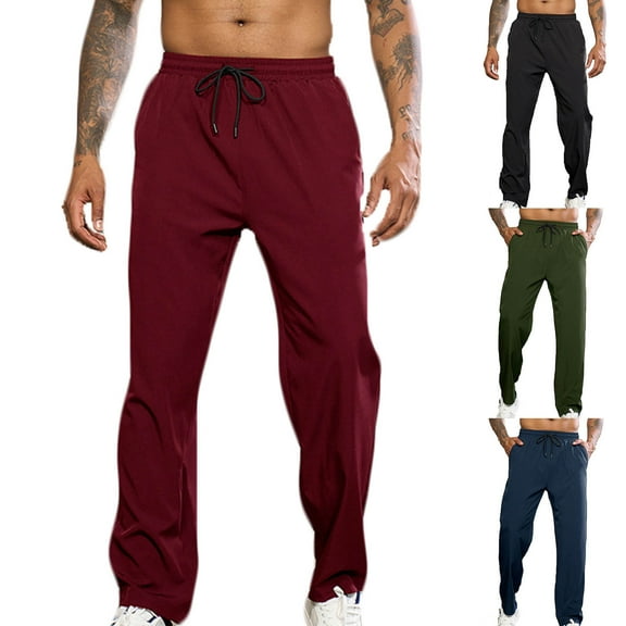 ZRGHAOYLQ Mens Big and Tall Sweatpants with Pockets Lightweight Athletic Track Pants Casual Straight Wide Leg Joggers Running Workout Gym Sweat Pants Drawstring Elastic Waist Jogging Trousers