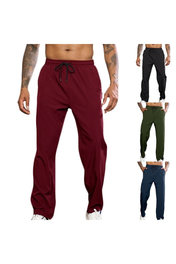 Mens Big and Tall Sweatpants with Pockets Lightweight Athletic Track Pants Casual Straight Wide Leg Joggers Running Workout Gym Sweat Pants Drawstring Elastic Waist Jogging Trousers