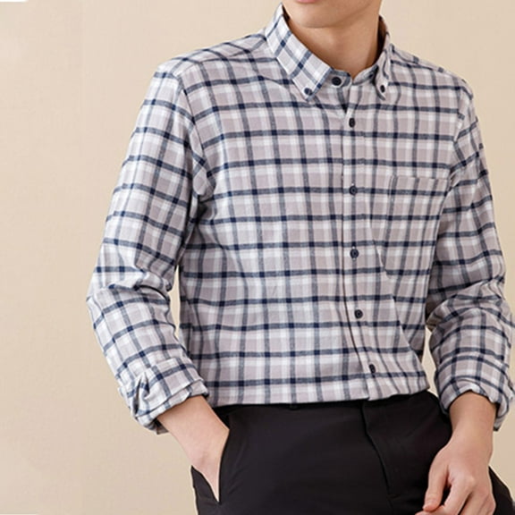 ZRGHAOYLQ Mens Big and Tall Plaid Flannel Jacket Plus Size Button Down Long Sleeve Shirts Tops Lapel Collar Shacket Jackets with Pocket Black L