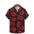 thumbnail image 1 of ZRGHAOYLQ Mens Button Down Shirts Plus Size Short Sleeve Wrinkle Free Shirt Sweet Lip Print Casual Shirts Lightweight Hawaiian Holiday Tops for Valentine's Day, 1 of 5