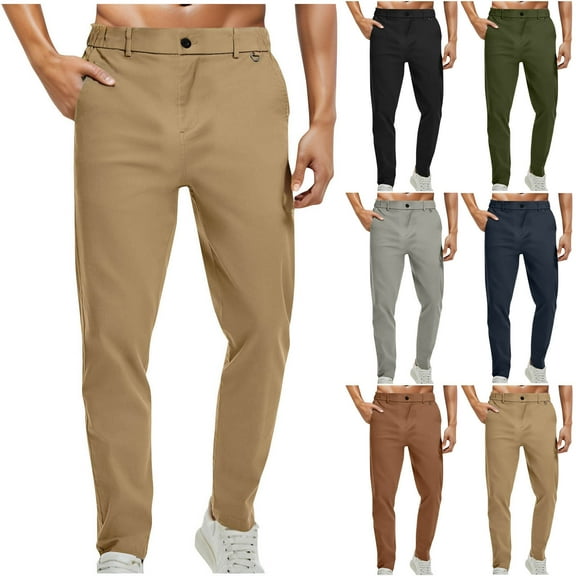 ZRGHAOYLQ Mens Casual Chino Pants Ripstop Straight Leg Carpenter Pants Lightweight Workout Work Chinos Loose Fit Elastic Waist Trousers with Pockets
