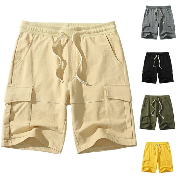 ZRGHAOYLQ Mens Cotton Cargo Shorts Basic Solid Relaxed Fit Casual Work Shorts Outdoor Hiking Shorts Military Tactical Shorts with Multi Pockets