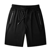 ZRGHAOYLQ Mens Cotton Shorts 7 Inch Quick Dry Shorts Summer Lightweight Athletic Shorts with Zipper Pockets for Workout Gym Training Shorts