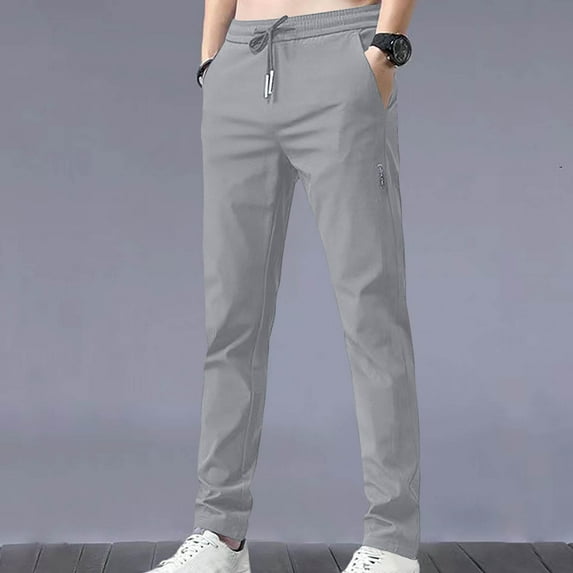 ZRGHAOYLQ Mens Elastic Waist Joggers with Drawstring Casual Pocket Running Trousers Athletic Solid Straight Leg Sweatpants for Men Mint Green L