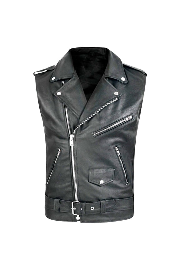 Mens Faux Leather Motorcycle Biker Punk Vest Zippers Slim Fit Sleeveless Jackets Vintage Cruiser Waistcoat For Men