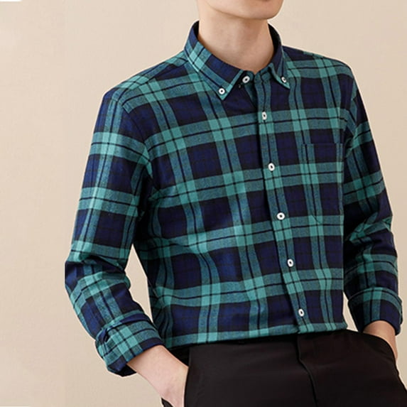 ZRGHAOYLQ Mens Flannel Shirt Jacket Big and Tall Plaid Shirts with Pockets Casual Lapel Long Sleeve Button Shackets Trendy Business Casual Tops Black XL