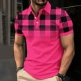 thumbnail image 1 of ZRGHAOYLQ Mens Hot Pink and Black Plaid Shirt Plus Size Short Sleeve Henley Shirts Big and Tall Button Up Collared Work Shirts Trendy Casual Golf Shirts Tees Tops, 1 of 5
