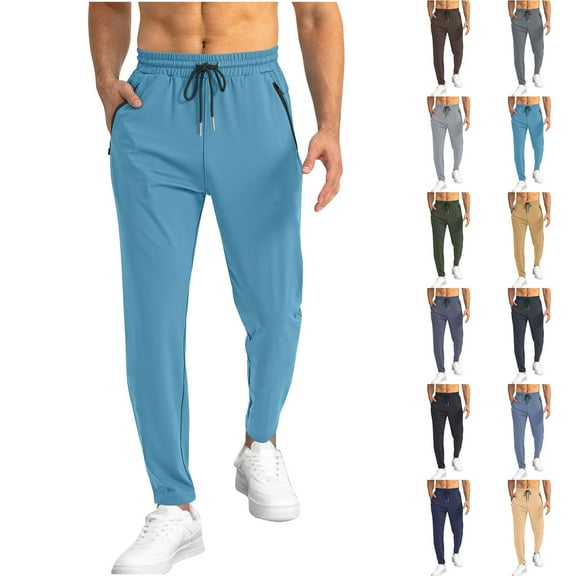 ZRGHAOYLQ Mens Joggers with Pockets Baggy Sweatpants Drawstring Straight Leg Pants Active Elastic Waist Workout Pants Loose Open Bottom Athletic Jogger Sweat Pants