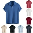 thumbnail image 1 of ZRGHAOYLQ Mens Knit Short Sleeve Shirt Solid Color Button Up Shirts Plus Size Collared Henley Shirt Big & Tall Moisture Wicking Athletic T-shirts, 1 of 7