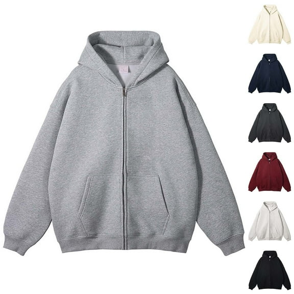 ZRGHAOYLQ Mens Long Sleeve Hoodies Baggy Lightweight Sweatshirts Big and Tall Casual Hoodie Athletic Full Zip Hooded Sweatshirt Loose Fit Solid Color Hoodies with Pockets Beige L
