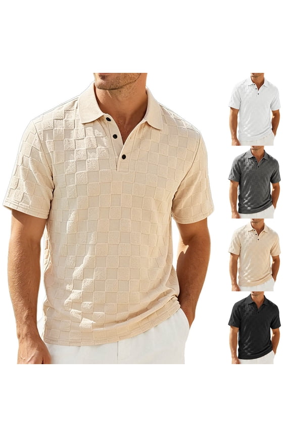 Mens Loose Fit Casual T Shirts Short Sleeve Square Texture Tshirt Solid Color Crew Neck Pullover Tops Soft Daily Casual Basic Tees