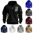 thumbnail image 1 of ZRGHAOYLQ Mens Oversized Sweatshirts Hoodies Big And Tall Long Sleeve Sweatshirt Trendy American Flag Print Pullover Tops Quarter Zip Hoodie Men Drawstring Shirts with Zipper Pockets, 1 of 4