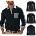thumbnail image 1 of ZRGHAOYLQ Mens Plaid Business Casual Shirts Long Sleeve Regular Fit Wrinkle Free Shirt Tops Lapel Collared Button Up Henley Shirts Plus Size Patchwork Pullover, 1 of 6