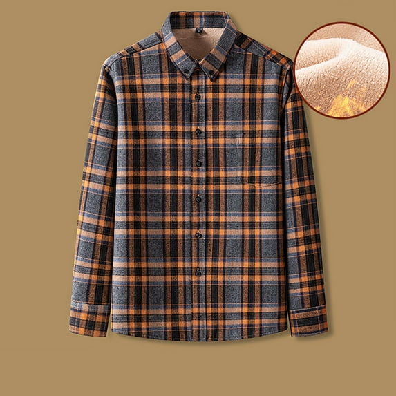 ZRGHAOYLQ Mens Plaid Shirts Jacket Fleece Lined Flannel Big and Tall Long Sleeve Shirts Jackets Regular Fit Open Front Button Down Shacket Jackets Winter Warm Coat for Men