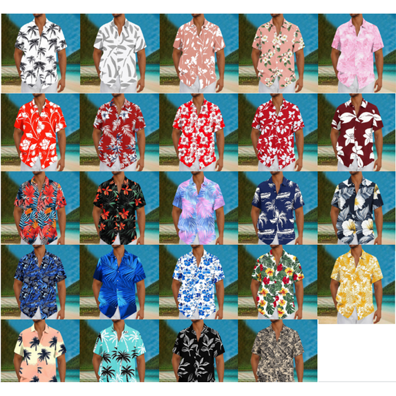 ZRGHAOYLQ Mens Plus Size Hawaiian Shirts Tie Dye Palm Leaf Graphic Tees Casual Button Down Lapel T-shirts Short Sleeve Summer Beach Tropical Shirt