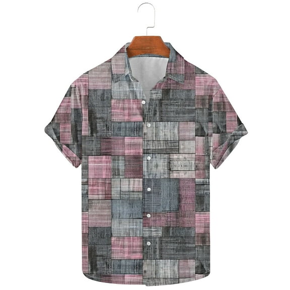 ZRGHAOYLQ Mens Short Sleeve Hawaiian Button Down Shirts Big and Tall Plus Size Shirts Tops for Beach Vacation Casual Lapel Collared Tshirt