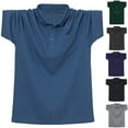 thumbnail image 1 of ZRGHAOYLQ Mens Solid Color Button Up Shirts Short Sleeve Plus Size Tshirts Big and Tall Turndown Collar Henley Shirt Loose Fit Cotton Tees Tops with Pockets, 1 of 8