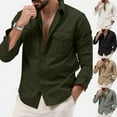 thumbnail image 1 of ZRGHAOYLQ Mens Solid Color Flannel Shirts Long Sleeve Big and Tall Tshirts Collared Muscle Button Down Shirts Plus Size Slim Tops with Pockets White XXXL, 1 of 8