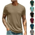thumbnail image 1 of ZRGHAOYLQ Mens Solid Color Shirts Summer Crewneck Cotton T-shirts Casual Loose Gym Shirt with Chest Pockets Plus Size Breathable Basic Pullover Short Sleeve Athletic Tees, 1 of 6